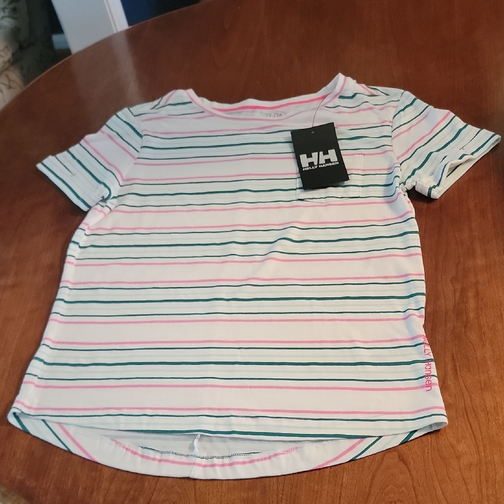 Helly Hansen Striped Short Sleeve Tee Pink Green
